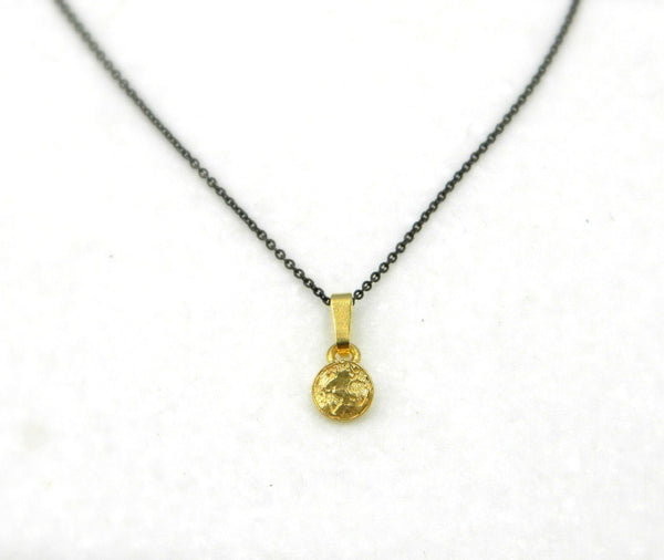 Solid Gold Earth Pendant - Minimalist Globe Design, 9k 14k 18k Gold Necklace