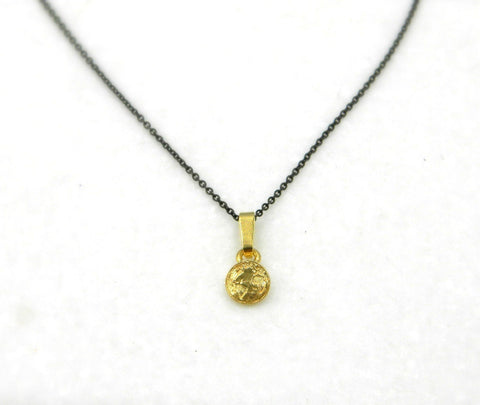 Solid Gold Earth Pendant - Minimalist Globe Design, 9k 14k 18k Gold Necklace