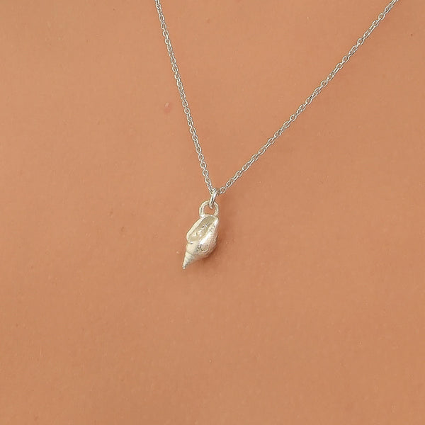 Solid Gold Necklace - Real Sea Shell Pendant in 9k, 14k, 18k Yellow & White Gold