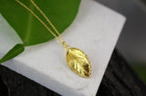 Solid Gold Necklace – Real Rose Leaf Pendant | Handmade Gold Jewelry Gift