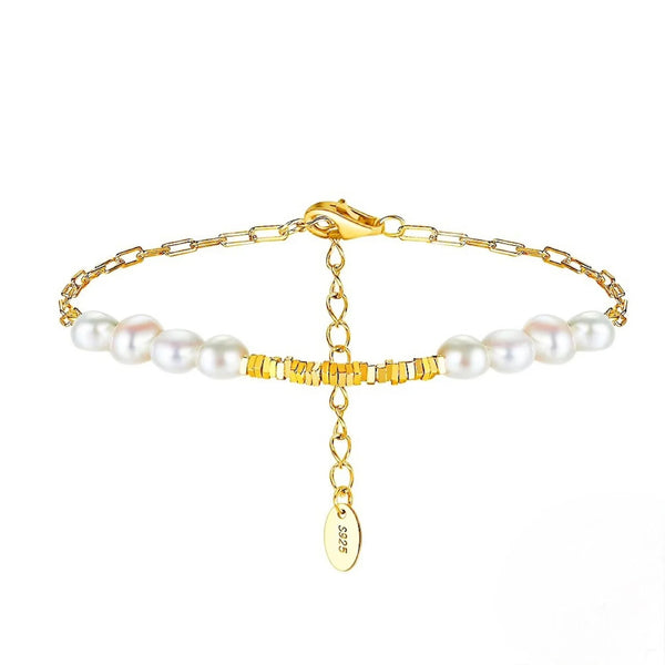 Minimalist Baroque Freshwater Pearl Bracelet – 14K Gold Plated 925 Silver-0