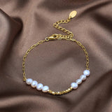 Minimalist Baroque Freshwater Pearl Bracelet – 14K Gold Plated 925 Silver-2