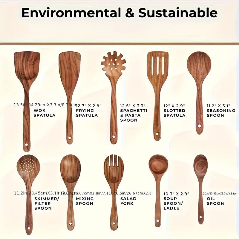 Teak Wood Cookware Set (10pcs)