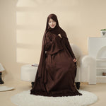 Luxury Satin Modest Abaya Set 4-Piece – Elegant Open Abaya, Top, Pants & Matching Hijab(MOA034)