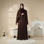 Satin Abaya With Matching Belt Made Of Diamond Tassel (MOA010)