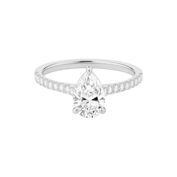 2 Carat Pear Shape Cathedral Setting 14K Solid Gold Diamond Engagement Ring