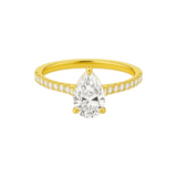 2 Carat Pear Shape Cathedral Setting 14K Solid Gold Diamond Engagement Ring