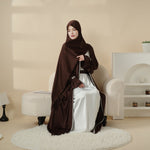 Poet Sleeve Satin Open Abaya With Matching Belt and Hijab (MOA009)