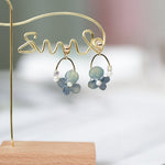 Real Blue Hydrangea Earrings with Pearl & Crystal Drop - "Raindrop Waltz" Botanical Jewelry