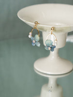 Real Blue Hydrangea Earrings with Pearl & Crystal Drop - "Raindrop Waltz" Botanical Jewelry