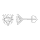 Round Cut Martini Style Solitaire 14K Solid Gold Earrings Stud - IGI Certified