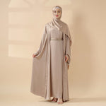 Satin Abaya With Matching Belt Made Of Diamond Tassel (MOA010)