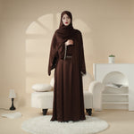 Satin Abaya With Matching Belt Made Of Diamond Tassel (MOA010)