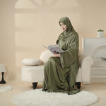 Satin Abaya With Matching Belt Made Of Diamond Tassel (MOA010)
