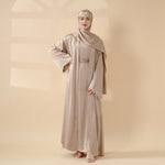 Satin Abaya With Matching Belt Made Of Diamond Tassel (MOA010)