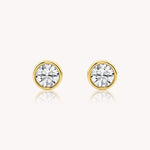 Bezel Set Round Cut Diamond Studs 1 TCW - 14k Solid Gold-0