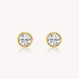 Bezel Set Round Cut Diamond Studs 1 TCW - 14k Solid Gold-0