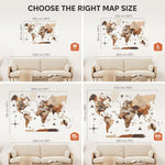 3D Wooden World Map Multicolor