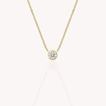 Bezel Set Round Diamond Necklace 0.5 Carats - 14k Solid Gold-0
