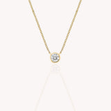 Bezel Set Round Diamond Necklace 0.5 Carats - 14k Solid Gold